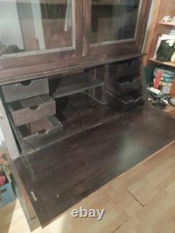 Vintage Style Wooden And Glass bureau In Very Good Condition