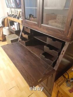 Vintage Style Wooden And Glass bureau In Very Good Condition