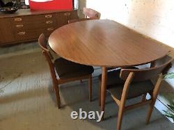 Vintage Teak Table And Four Chairs Drop Leaf Extending Kitchen Dining Danish Ret