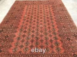 Vintage Traditional Hand made Oriental Afghan Bokhara Wool Red Large Rug Carpet