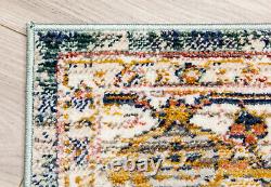 Vintage Traditional Rug Distressed Bohemian Medallion Faded Multi Coloured Mat