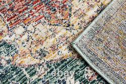 Vintage Traditional Rug Distressed Bohemian Medallion Faded Multi Coloured Mat