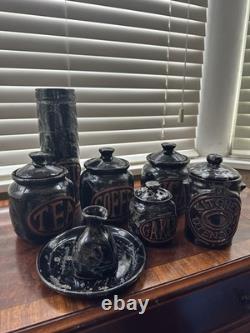 Vintage Tremar Kitchen Ware Pottery Bundle of 8 Black & white 70's Rare Colour