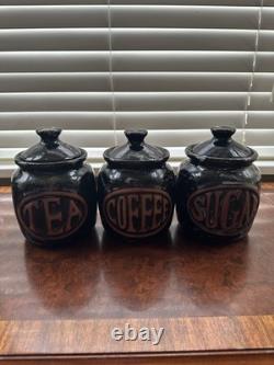 Vintage Tremar Kitchen Ware Pottery Bundle of 8 Black & white 70's Rare Colour