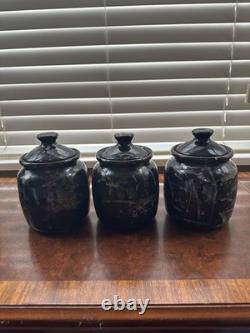 Vintage Tremar Kitchen Ware Pottery Bundle of 8 Black & white 70's Rare Colour