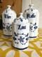 Vintage Trio Dutch Tea, Coffee Canisters Blue Onion Design Pottery, Ceramic