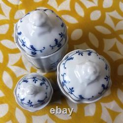 Vintage Trio Dutch Tea, Coffee Canisters Blue Onion Design Pottery, Ceramic