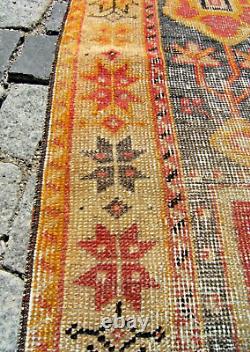 Vintage Turkish Rug 16'' x 72'' Anatolian Oushak Runner Rug Low Pile Area Rug