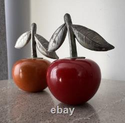 Vintage Two Cherry Bakelite Salt & Pepper Shakers 1940s Retro Kitchen Decor