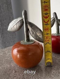 Vintage Two Cherry Bakelite Salt & Pepper Shakers 1940s Retro Kitchen Decor