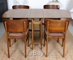 Vintage Walnut Dining Table And Chairs Art Deco 4 Dining Chairs Gateleg