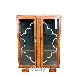 Vintage Walnut Glazed China Cabinet / Cocktail /Gin Cupboard /Display Cabinet