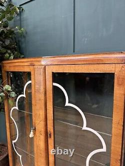 Vintage Walnut Glazed China Cabinet / Cocktail /Gin Cupboard /Display Cabinet