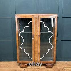 Vintage Walnut Glazed China Cabinet / Cocktail /Gin Cupboard /Display Cabinet