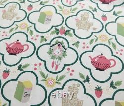 Vintage Waverly Tea Time Retro Kitchen Fabric Curtains Cuckoo Clocks Birds Fruit