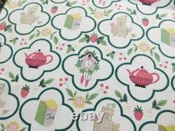 Vintage Waverly Tea Time Retro Kitchen Fabric Curtains Cuckoo Clocks Birds Fruit