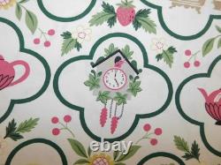 Vintage Waverly Tea Time Retro Kitchen Fabric Curtains Cuckoo Clocks Birds Fruit