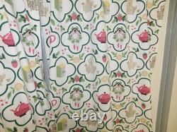 Vintage Waverly Tea Time Retro Kitchen Fabric Curtains Cuckoo Clocks Birds Fruit