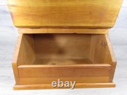 Vintage Wood Bread Box Retro MCM Country Farmhouse Wooden Kitchen Counter Large