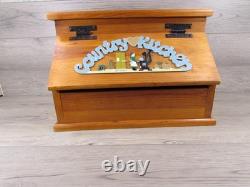 Vintage Wood Bread Box Retro MCM Country Farmhouse Wooden Kitchen Counter Large