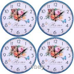 Vintage Wood Clock Retro Flower Clock Kitchen Clock