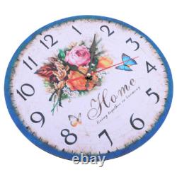 Vintage Wood Clock Retro Flower Clock Kitchen Clock