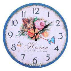Vintage Wood Clock Retro Flower Clock Kitchen Clock