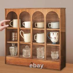 Vintage Wood Countertop Cabinet Desktop Display for Kitchen Pantry Cups