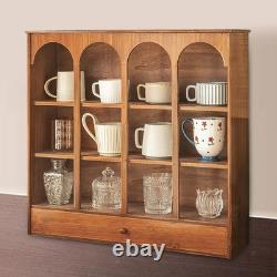Vintage Wood Countertop Cabinet Desktop Display for Kitchen Pantry Cups