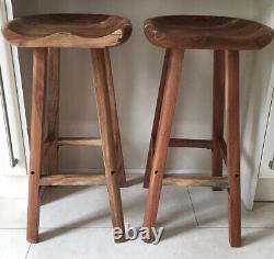 Vintage Wooden Bar Stools Breakfast Kitchen Room Pub Stool Furniture Set Retro