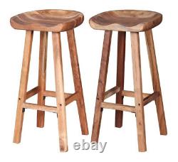 Vintage Wooden Bar Stools Breakfast Kitchen Room Pub Stool Furniture Set Retro