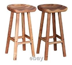 Vintage Wooden Bar Stools Breakfast Kitchen Room Pub Stool Furniture Set Retro