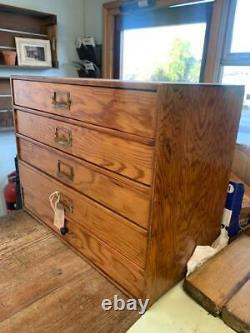 Vintage Wooden Cupboard Drawers Kitchen Post Filing Chest Compact