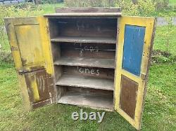 Vintage Wooden Larder Cupboard Cabinet Pantry Workshop Storage Panel Doors