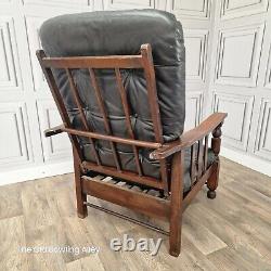 Vintage Wooden Mid-Century Arm Chair Leather / Vinyl Retro Scandi MCM Danish