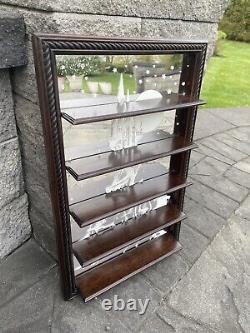 Vintage Wooden Mirrror Wall Hanging Curio Cabinet 20x13x4.5