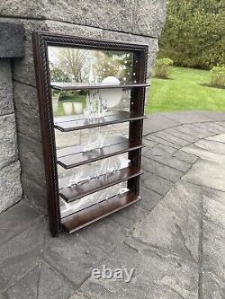 Vintage Wooden Mirrror Wall Hanging Curio Cabinet 20x13x4.5