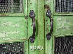 Vintage Worn Painted Industrial Food Cupboard Kitchen Mesh Doors (REF551)