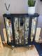 Vintage Bowed Front Gin Cabinet / Display Cabinet Upcycled Black And Silver