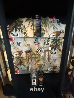 Vintage bowed front Gin Cabinet / Display Cabinet Upcycled black and silver