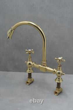 Vintage brass mixer taps retro belfast sink antique faucet swan head