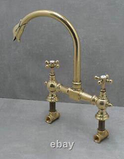 Vintage brass mixer taps retro belfast sink antique faucet swan head