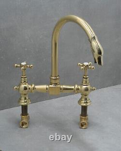 Vintage brass mixer taps retro belfast sink antique faucet swan head