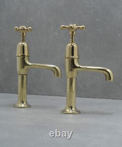 Vintage brass pillar taps TALL belfast sink antique faucet retro