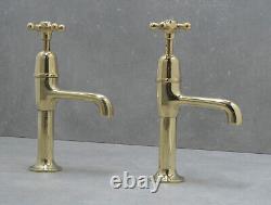 Vintage brass pillar taps TALL belfast sink antique faucet retro
