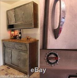 Vintage c1950 Metal/Steel Kitchen Cabinets, Stripped Metal Vintage Retro Cabinets
