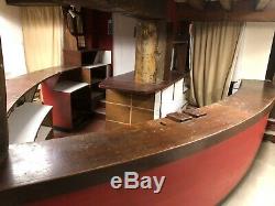 Vintage curved pub bar mahogany wood counter internal shelf man cave 3m length