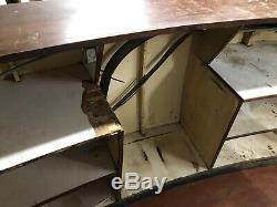 Vintage curved pub bar mahogany wood counter internal shelf man cave 3m length