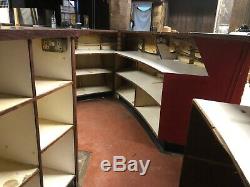 Vintage curved pub bar mahogany wood counter internal shelf man cave 3m length