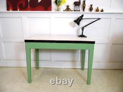 Vintage enamel topped 1950s Kitchen prep pastry table or vintage office desk